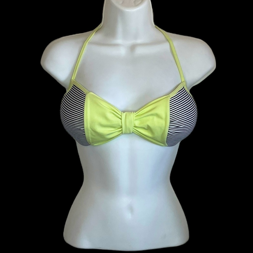 Damsel lime green bow striped bikini top halter
